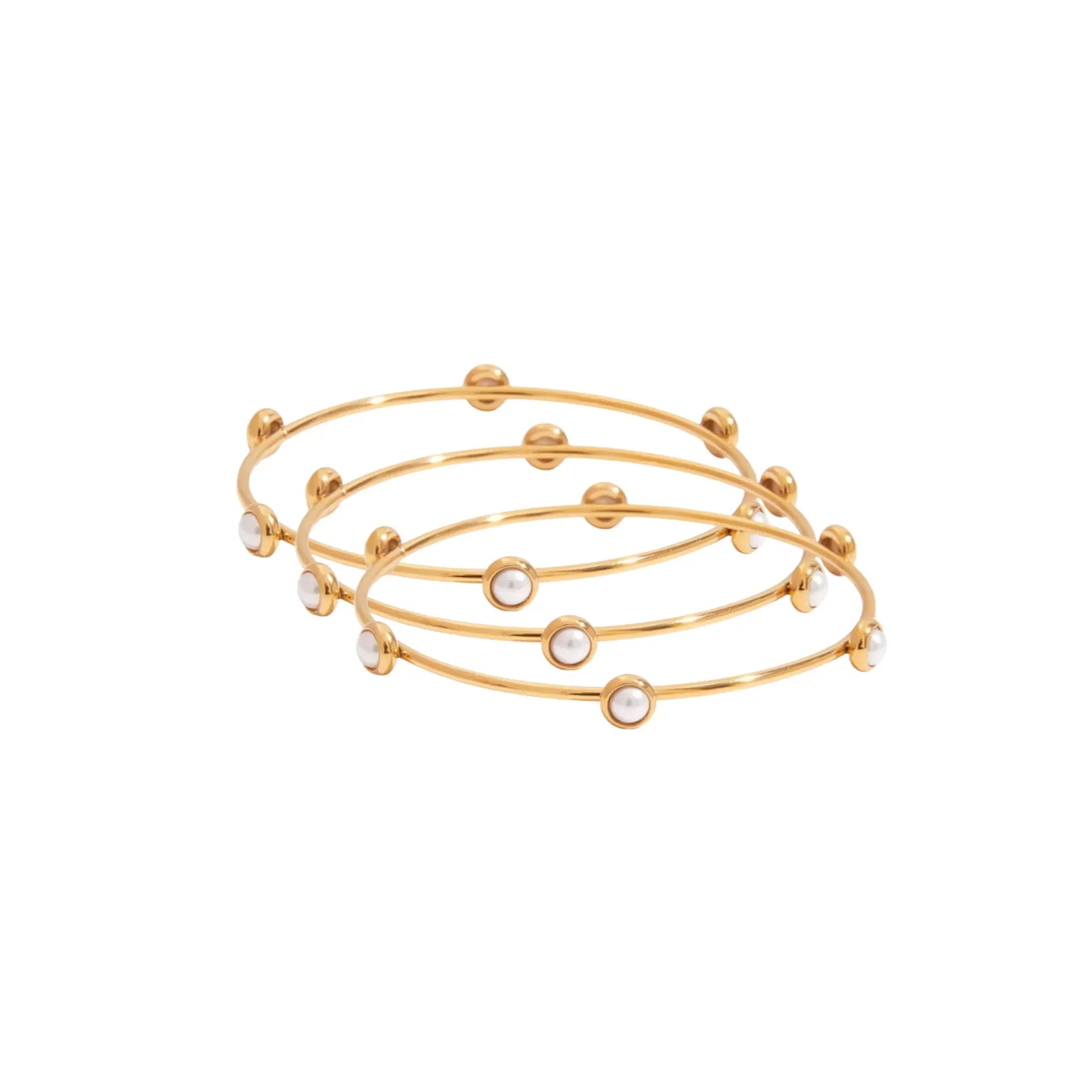 Pearl Bangle Trio Bracelet Set
