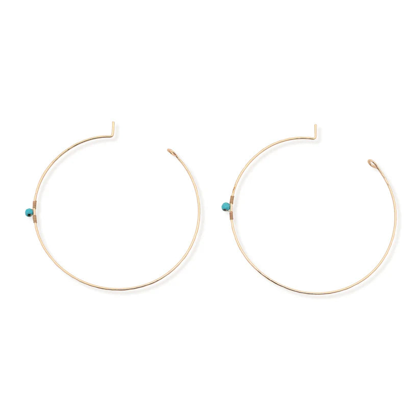 Edith Gold Hoop with Turquoise Accent