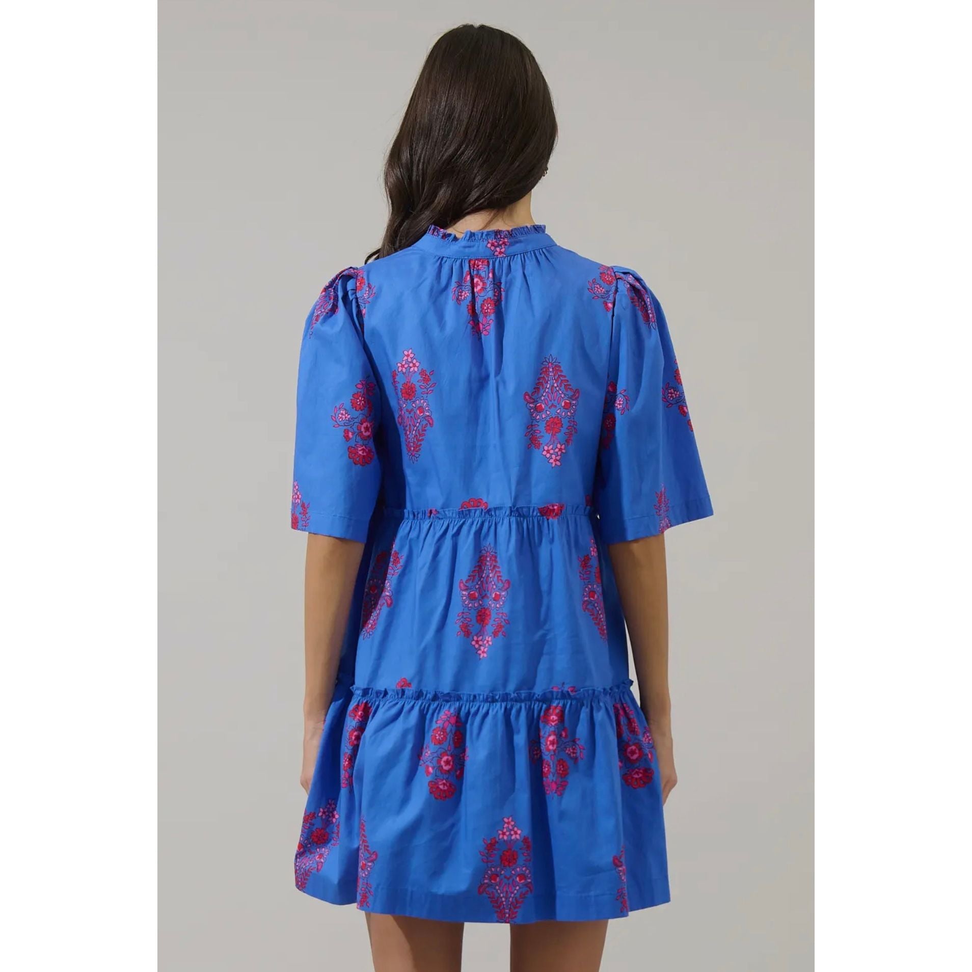 Shayna Floral Dixie Split Neck Shift Dress