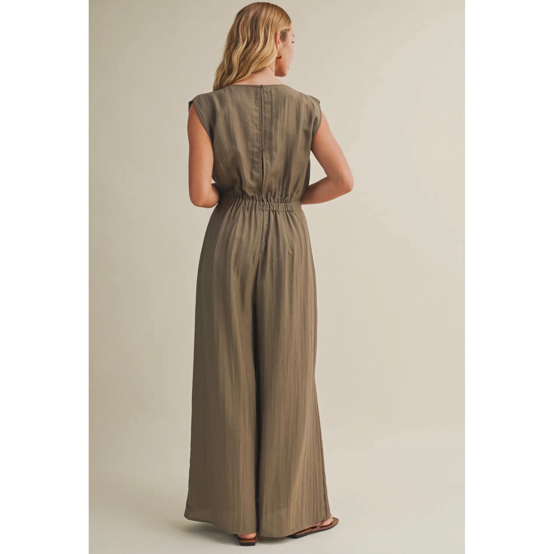 Relaxed Slub Sleeveless Jumpsuit