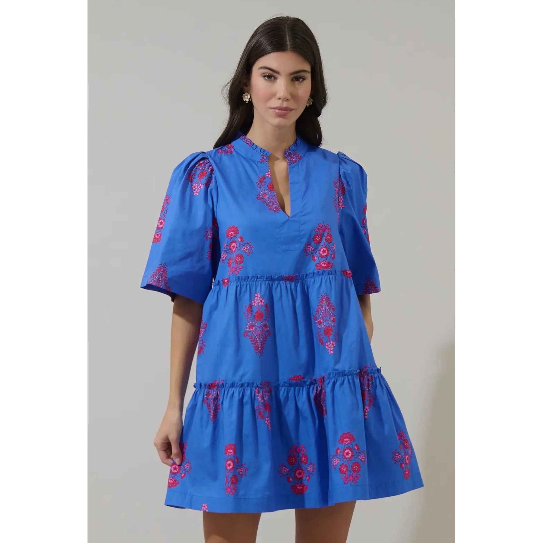 Shayna Floral Dixie Split Neck Shift Dress