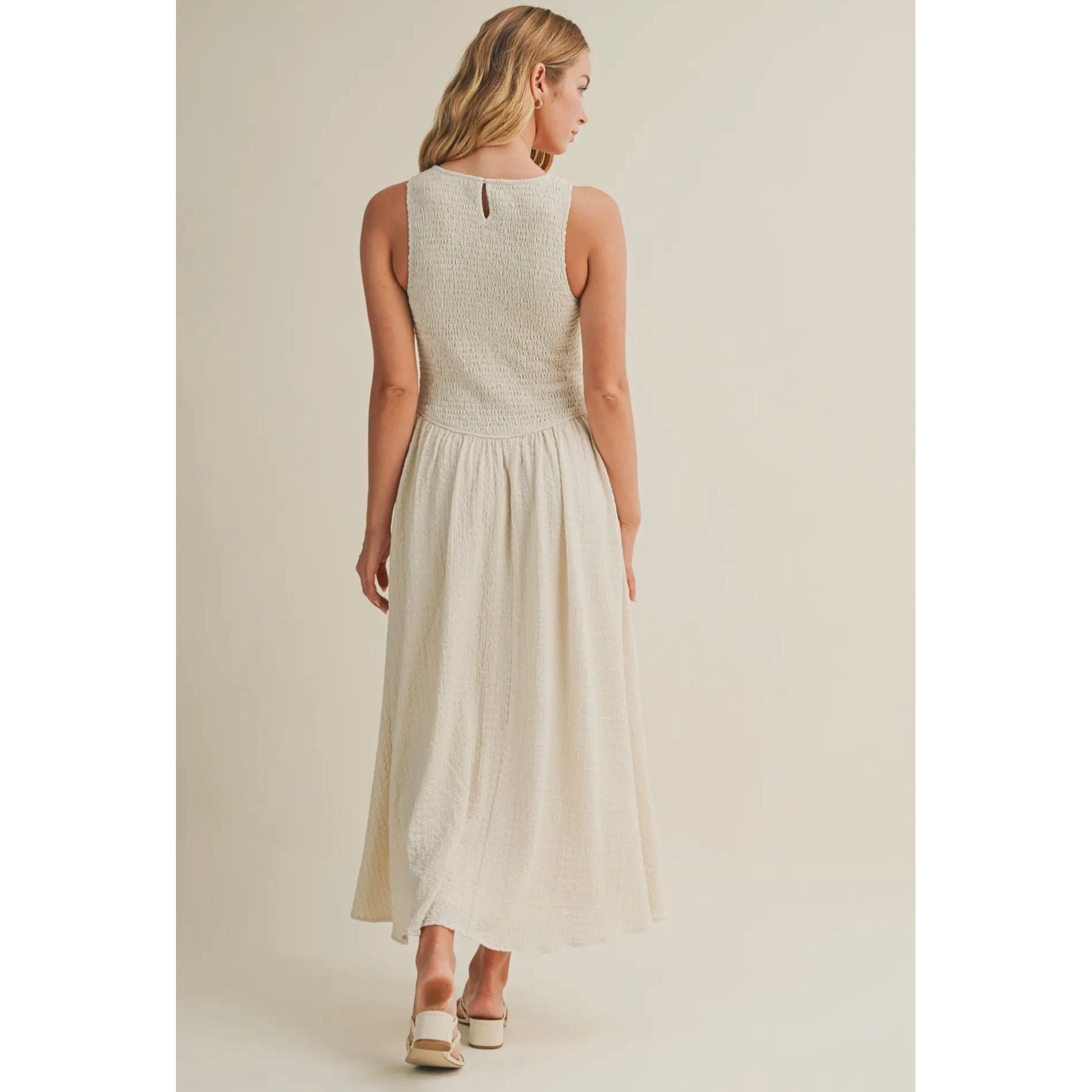 Textured Smocked Sleeveless Dress