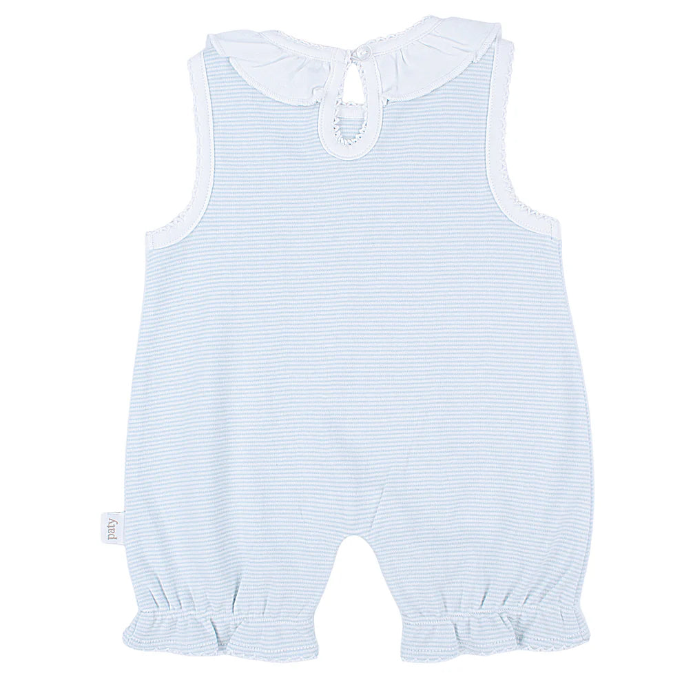 Paty Organic Cotton Classic Stripe Baby Girl Bubble with Ruffle Collar