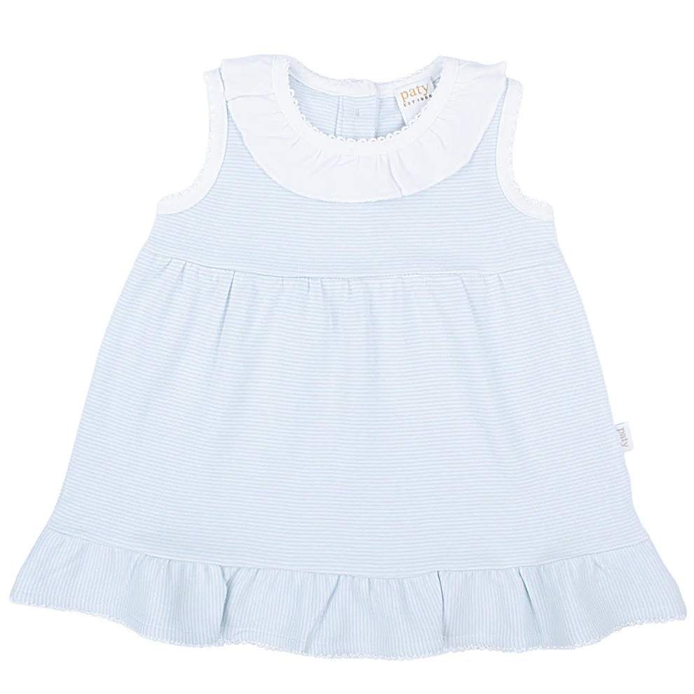 Paty Organic Cotton Baby Girl Dress with Ruffle Collar & Hem