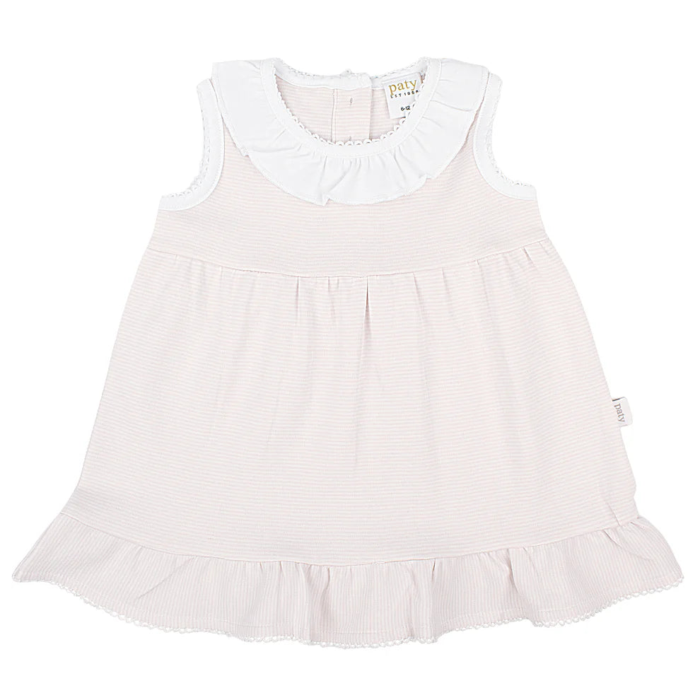 Paty Organic Cotton Baby Girl Dress with Ruffle Collar & Hem