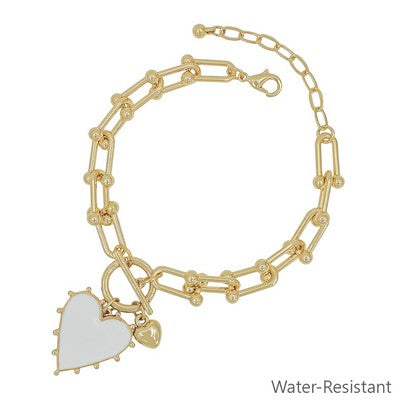 Hala White Heart Charm Bracelet
