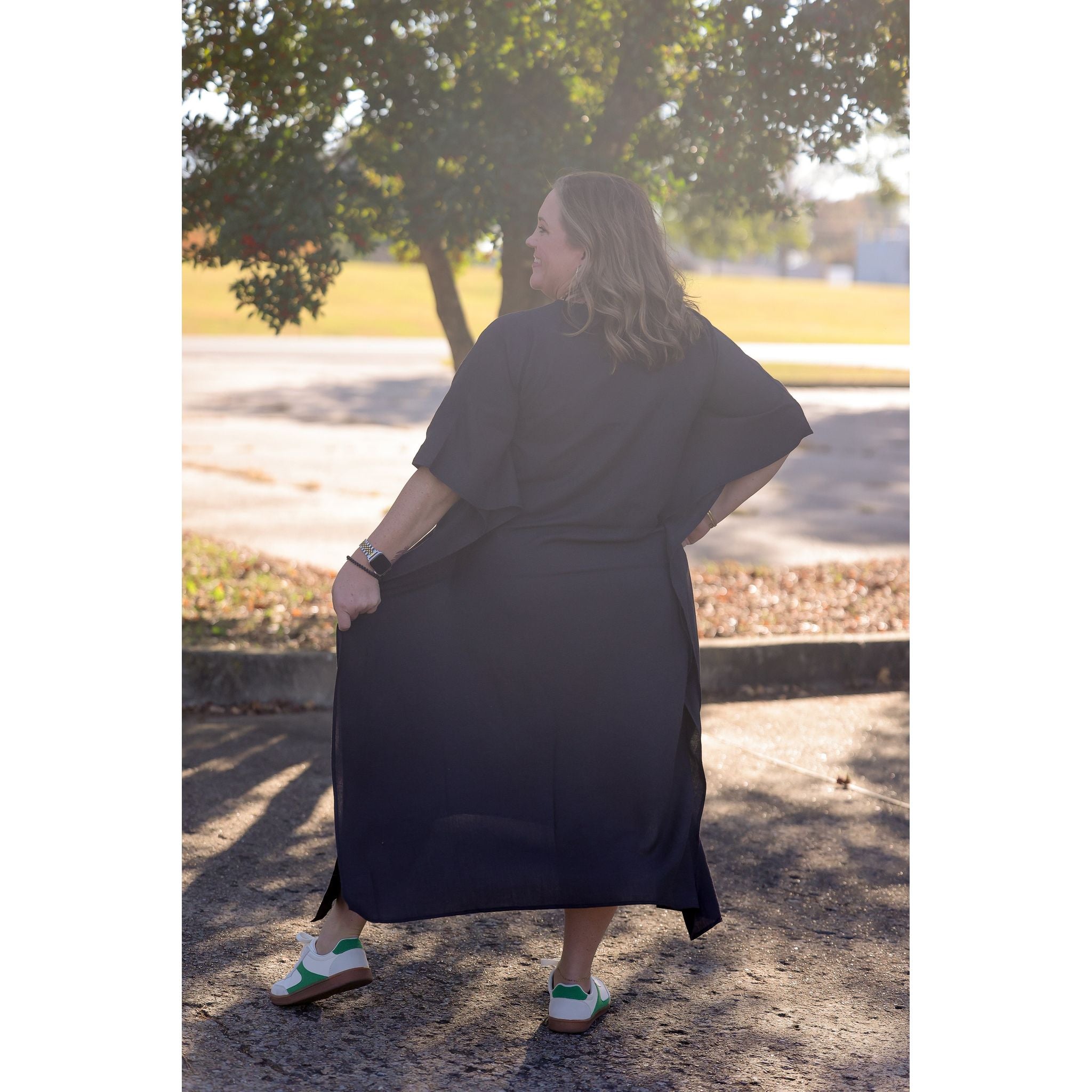 V-Neck Long Kaftan - Midnight