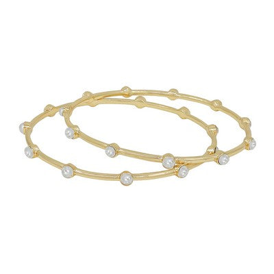 Kelse Gold Pearl Bangle Bracelet Set