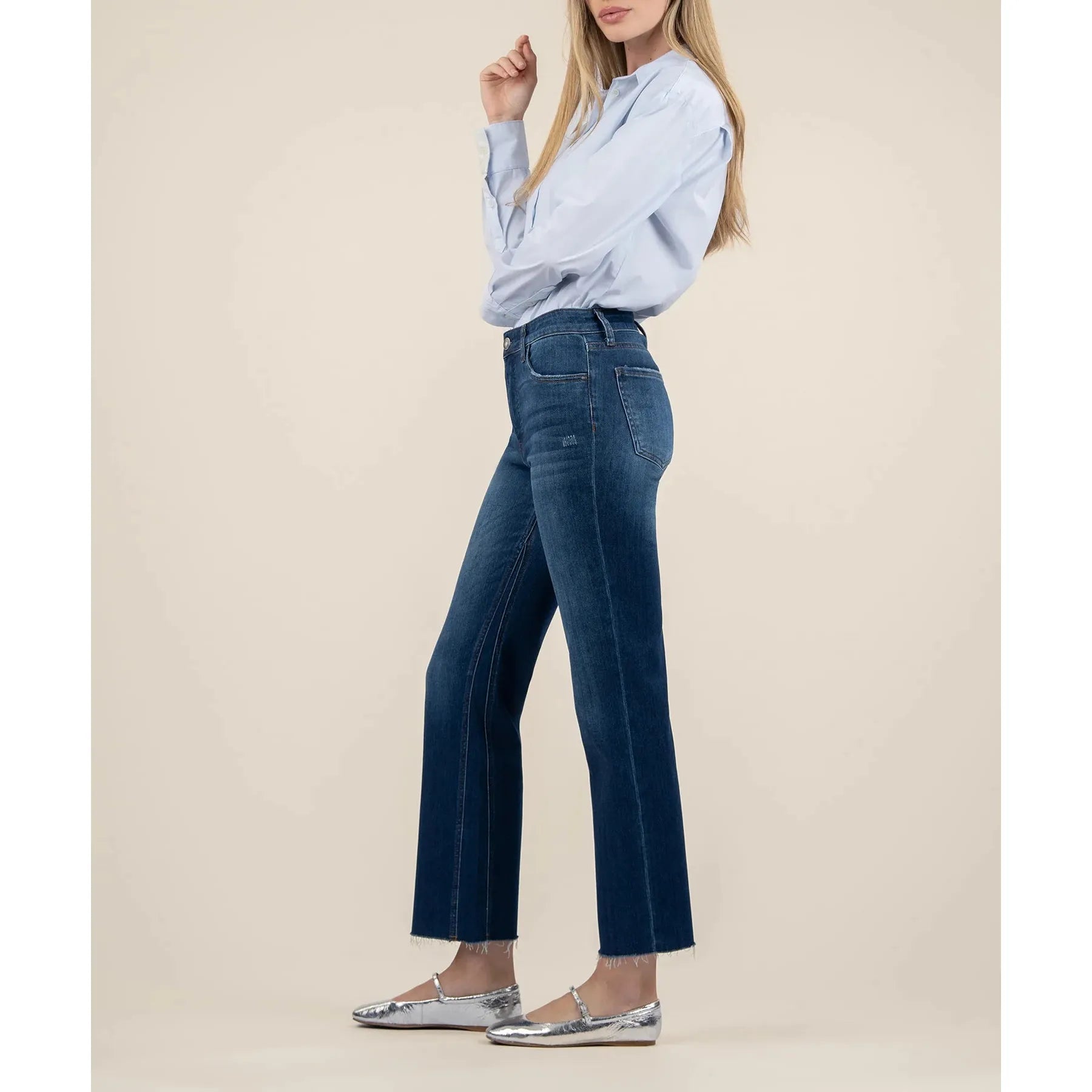 KUT | Kelsey High Rise Ankle Flare Royal Wash