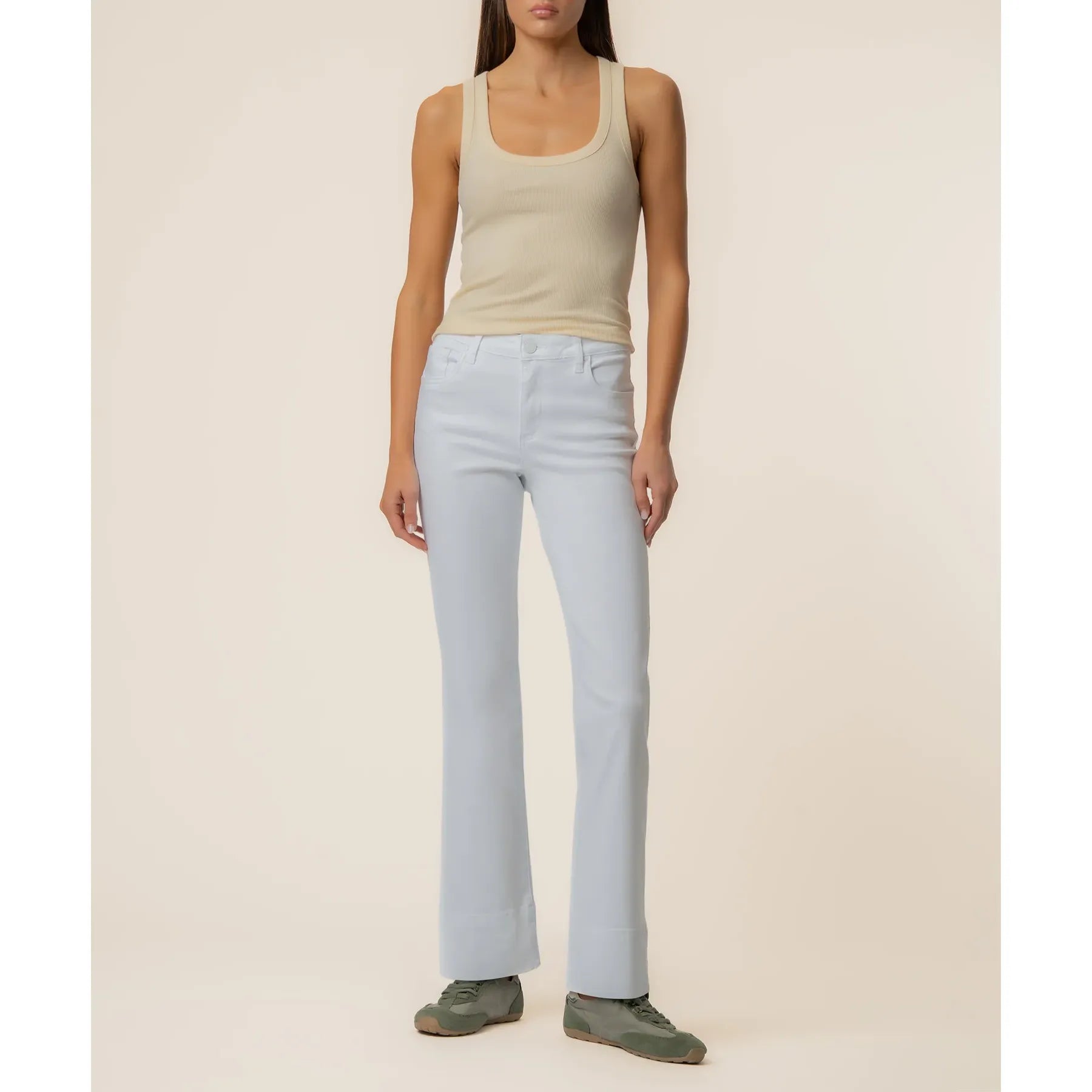 KUT Kelsey Optic White Mid Rise Kick Flare