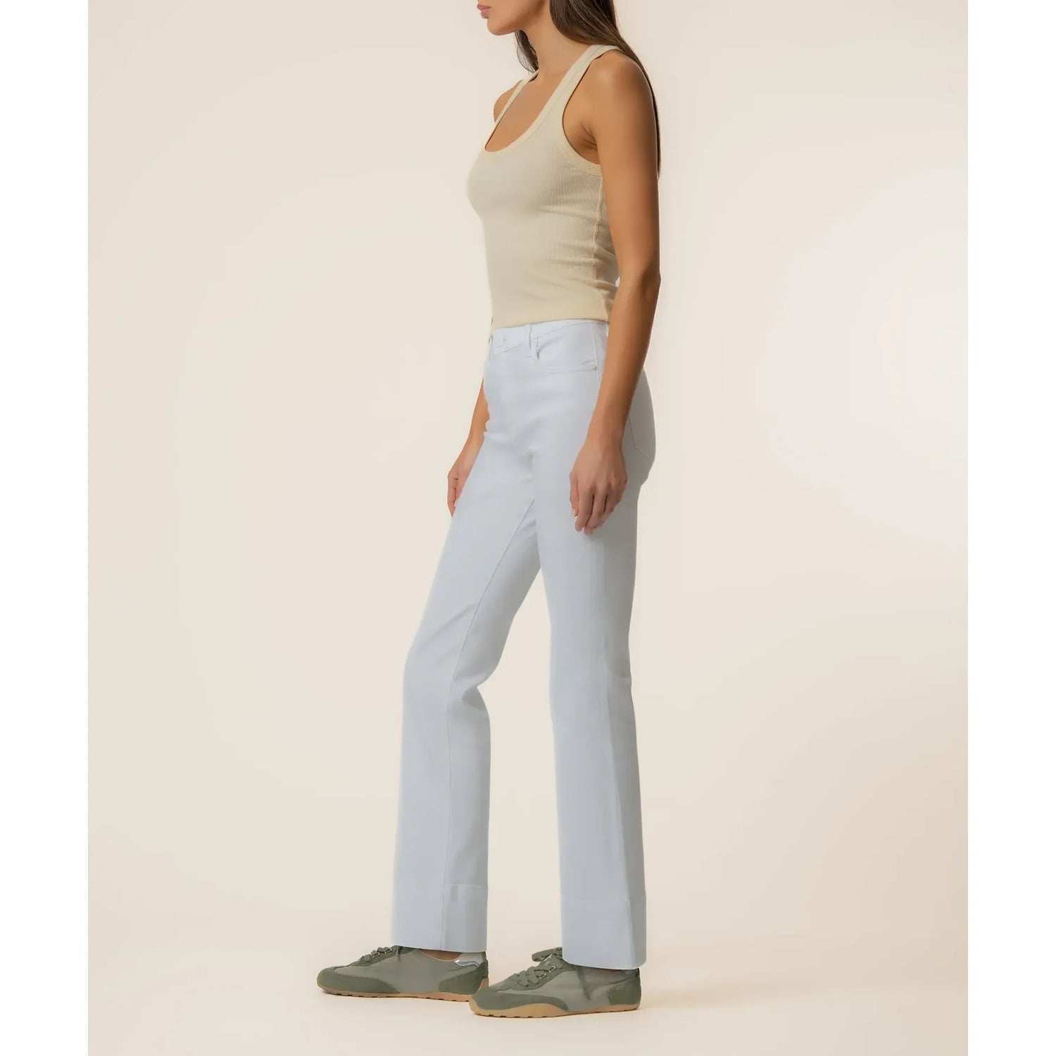 KUT Kelsey Optic White Mid Rise Kick Flare