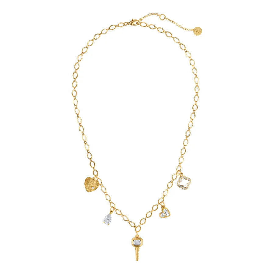 Key Hearts Charm Necklace