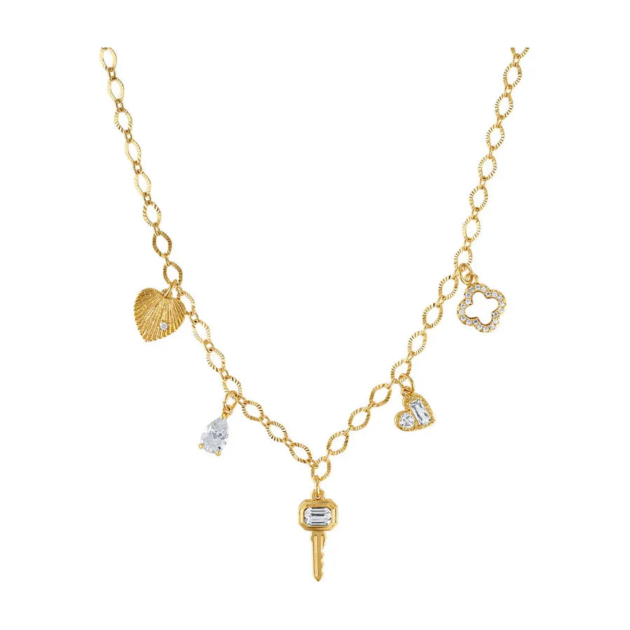 Key Hearts Charm Necklace