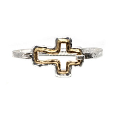 Lucy Mixed Metal Cross Bangle Bracelet