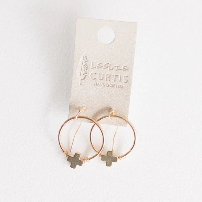 Lucy Small Hoop Cross Earrings