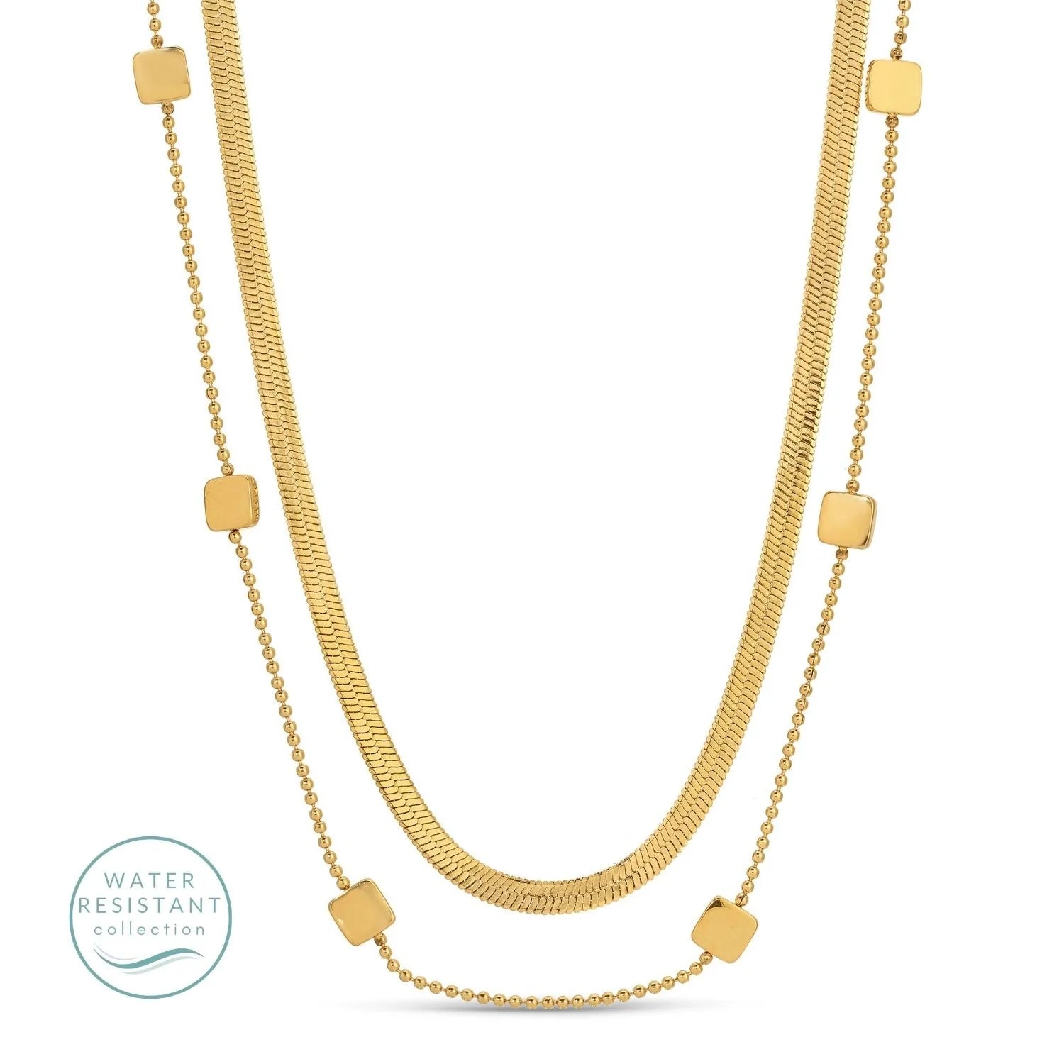 Double Layer Snake Chain Necklace, Water Resistant