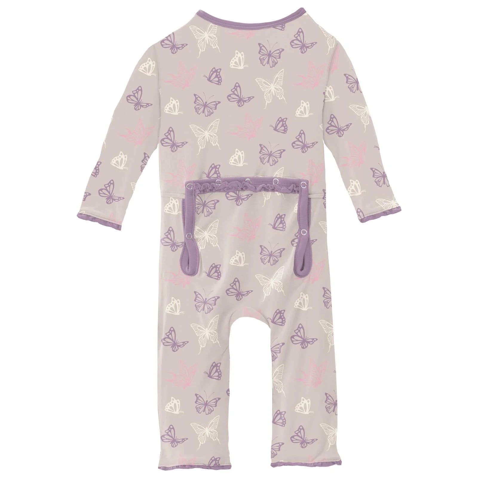 Kickee Pants Latte Butterflies Muffin Ruffle Coverall