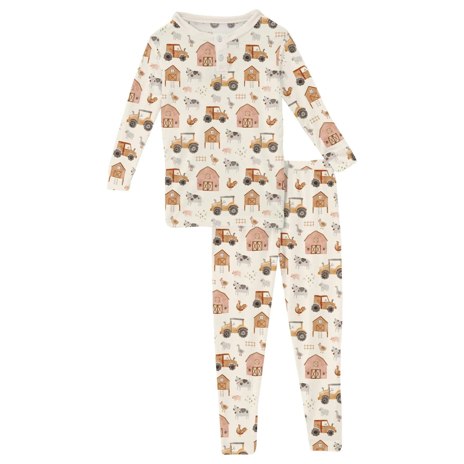 Kickee Natural Farm Life Henley Pajama Set