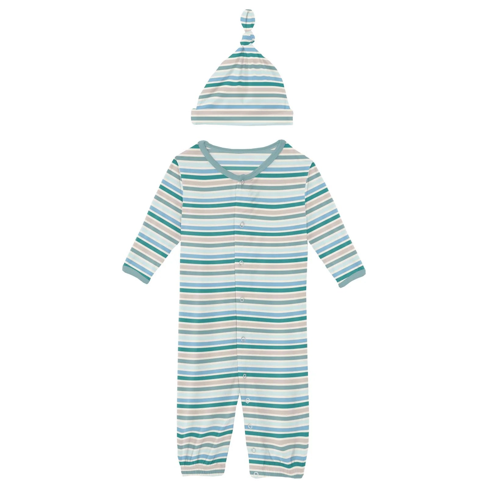 Kickee Pants Layette Gown Converter & Single Knot Hat Set 0-3 Months