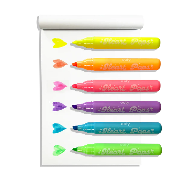 Heart Pops Neon Highlighters - Set of 6
