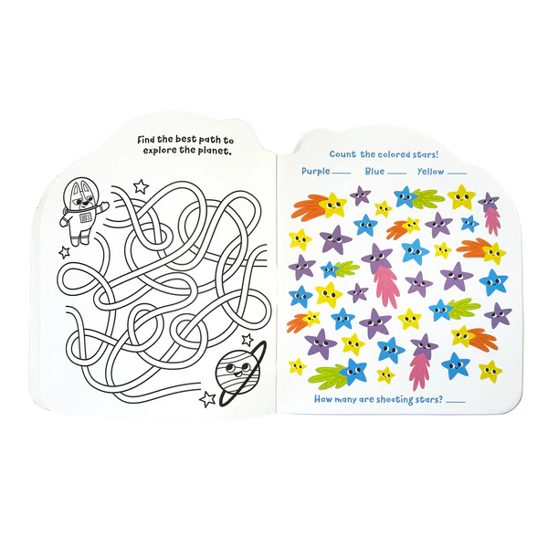 Playful Pages Activity Book - Games Coloring Stickers - Pets in Space