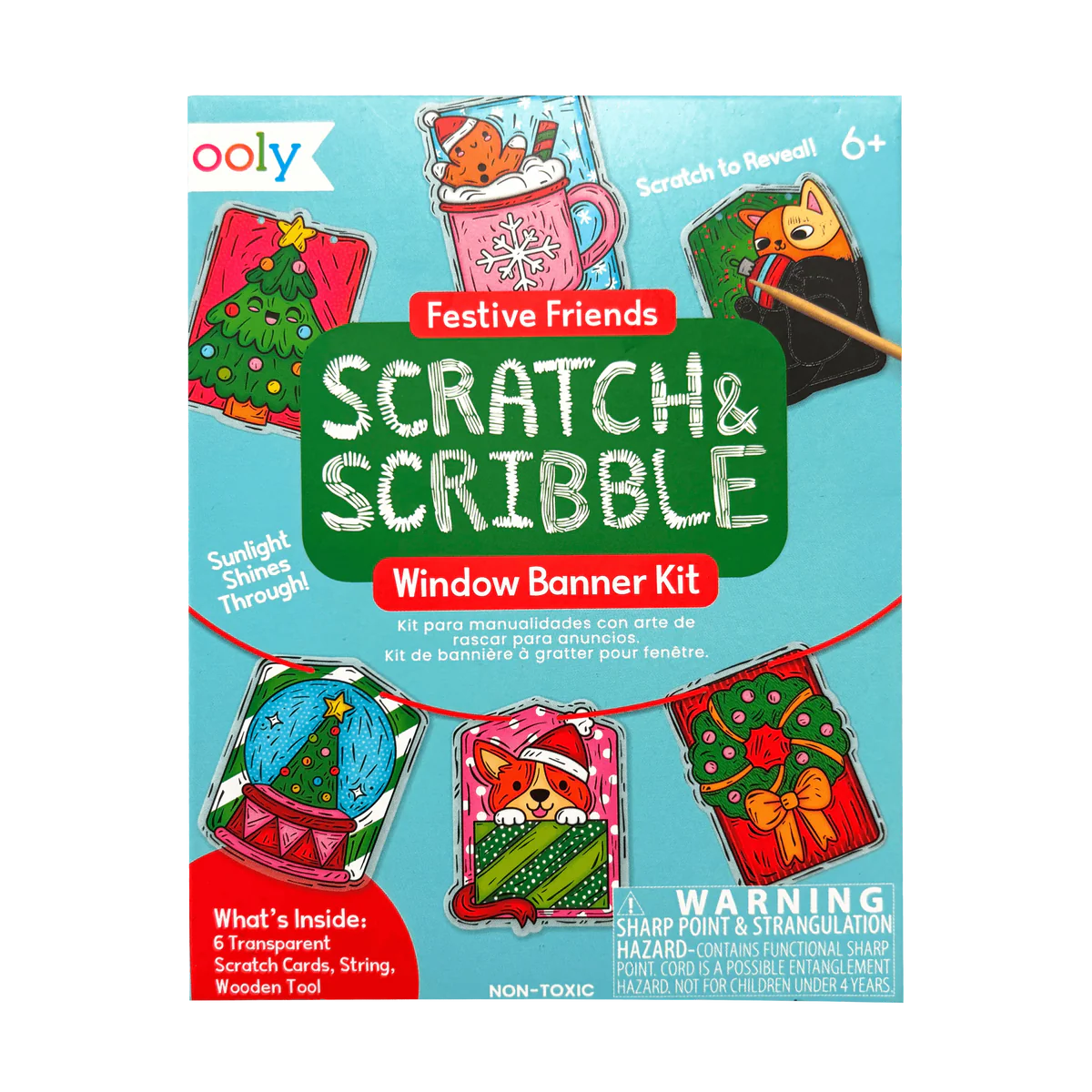 Scratch & Scribble Mini Window Banner Kit - Festive Friends