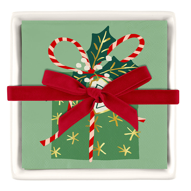 Ceramic Napkin Tray + Napkins - Present