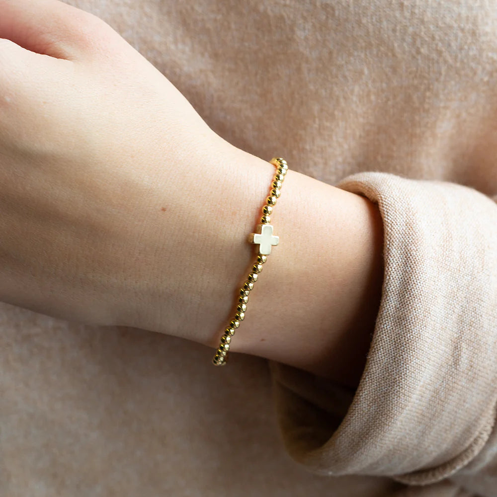 Faith Over Fear Cross Bracelet-Gold