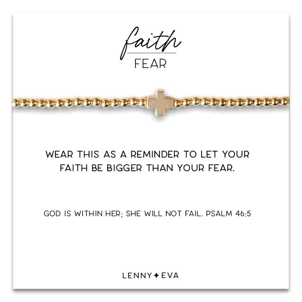 Faith Over Fear Cross Bracelet-Gold