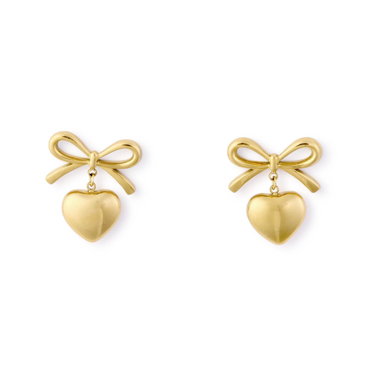 Love Knot Bow and Heart Shaped Waterproof Post Back Earrings