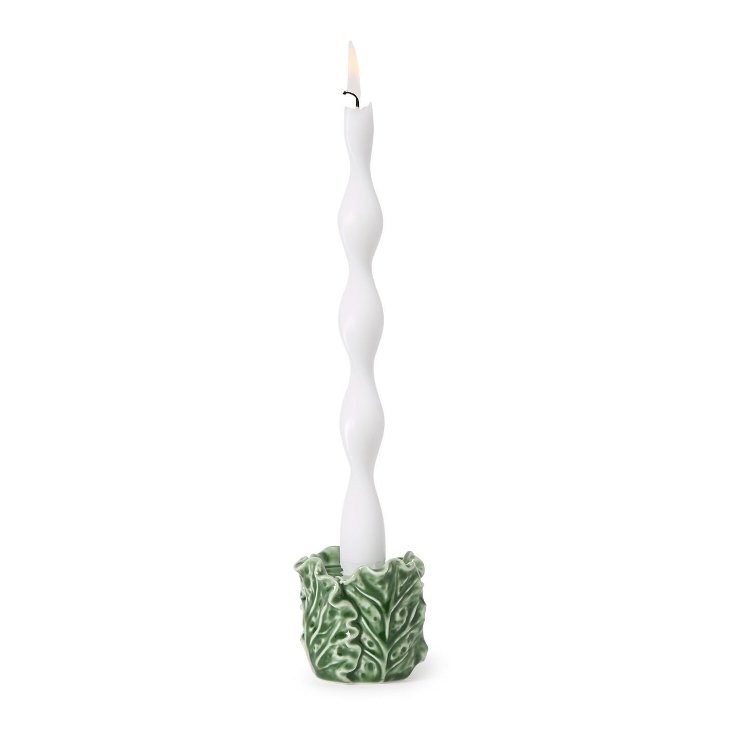 Cruciferous Leaf Taper Candlestick Candleholder