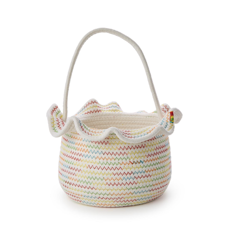Ruffles Cotton Rope Basket with Handle