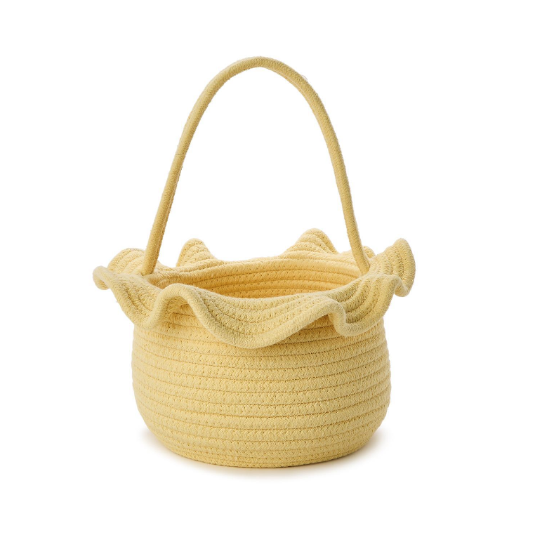 Ruffles Cotton Rope Basket with Handle