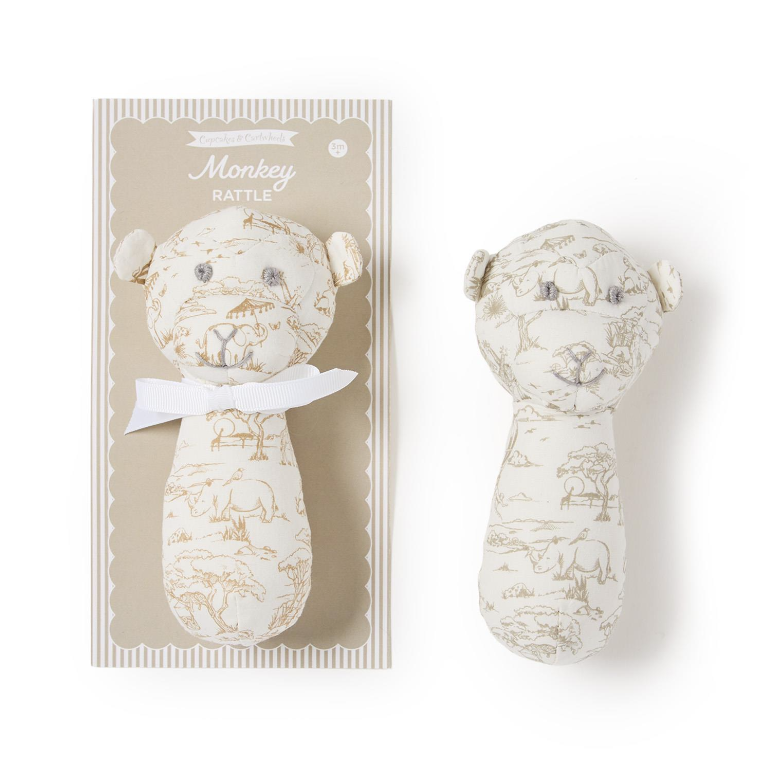 Safari Toile Pattern Monkey Rattle