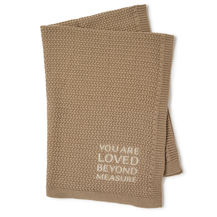 You Are Loved Beyond Measure 30" x 40" Soft Knit Blanket with Embroidery