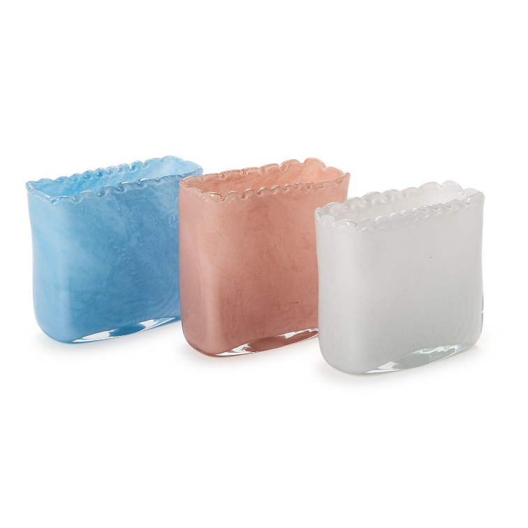Marbled Scalloped Vase (each piece is unique and may vary) Hand-Blown Glass