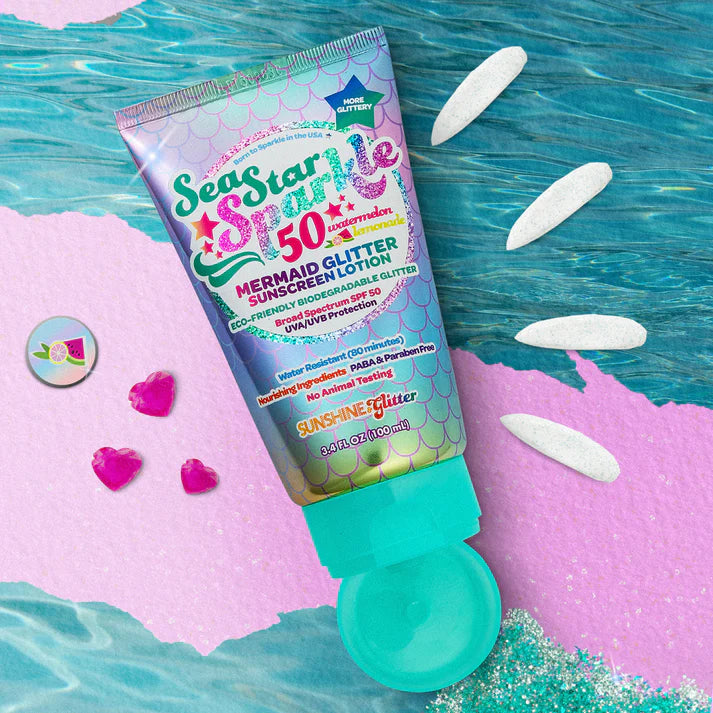 Sea Star Sparkle - Mermaid Watermelon Lemonade - SPF 50- Biodegradable Glitter Sunscreen