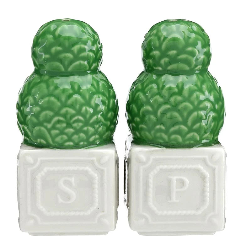 Ceramic Salt + Pepper Shakers - Topiary - Set of 2