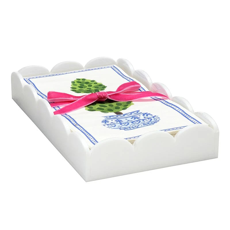 Acrylic Guest Napkin Tray + Napkins - Topiary
