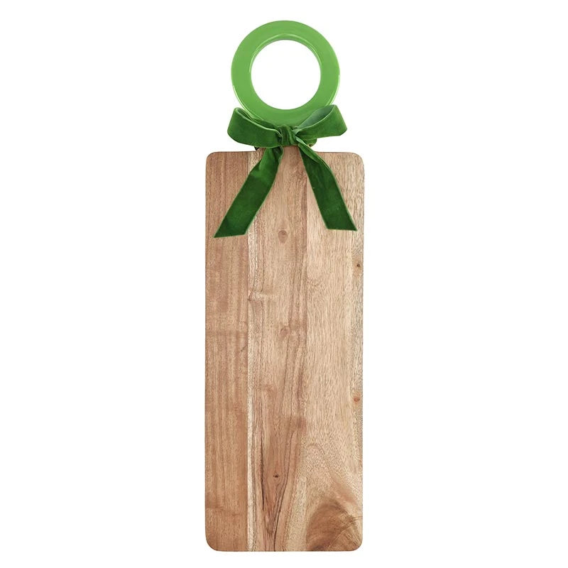 Long Wood Board with Green Enamel Handle