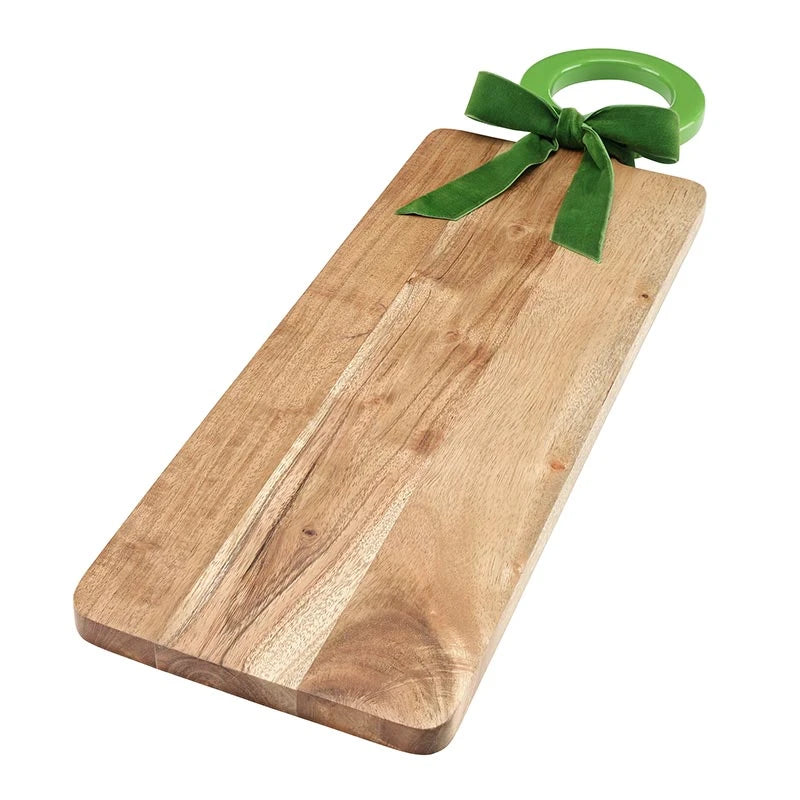 Long Wood Board with Green Enamel Handle