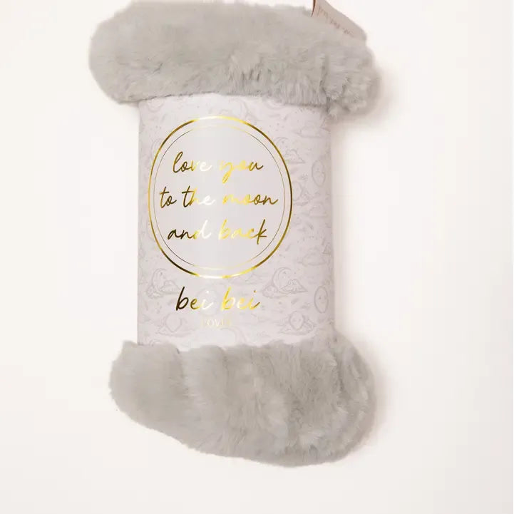 Bei Bei | Faux Fur Lovey "Love You To the Moon" Toile Moonlight