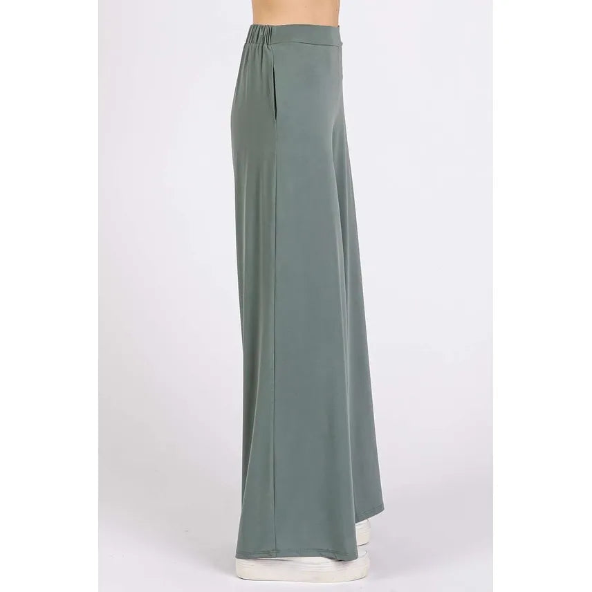 Yoga Air Stretch Elastic Waist Wide Leg Pants