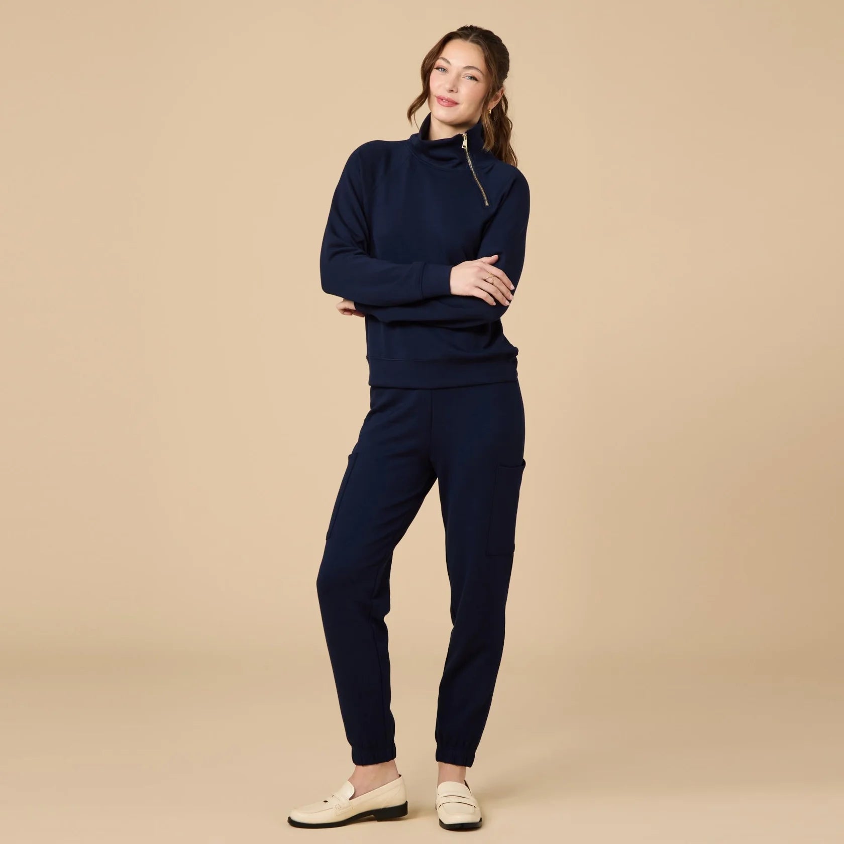 Softies DreamTech Zip Mock Neck with Ankle Pant