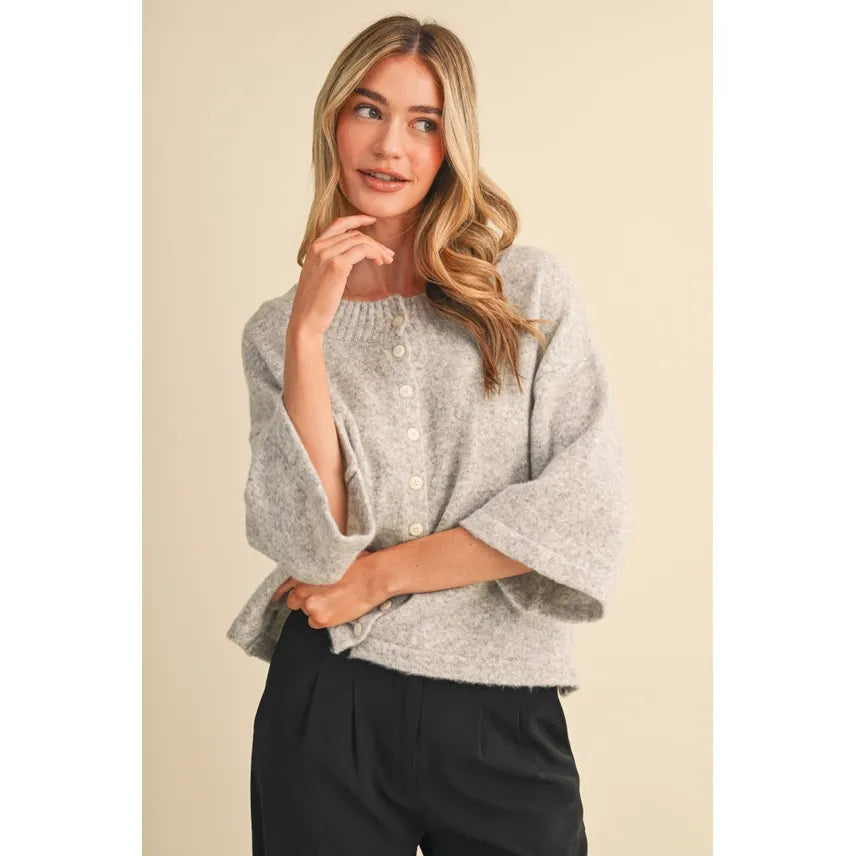 Elbow Length Sleeve Sweater Cardigan