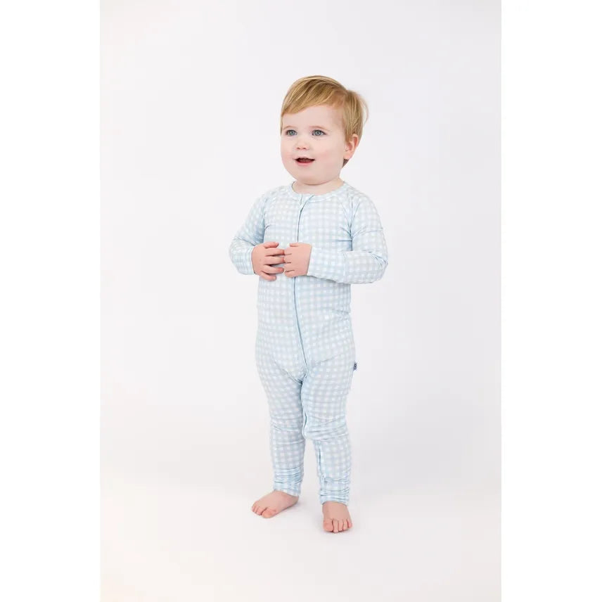 Blue Gingham Convertible Zip Pajamas