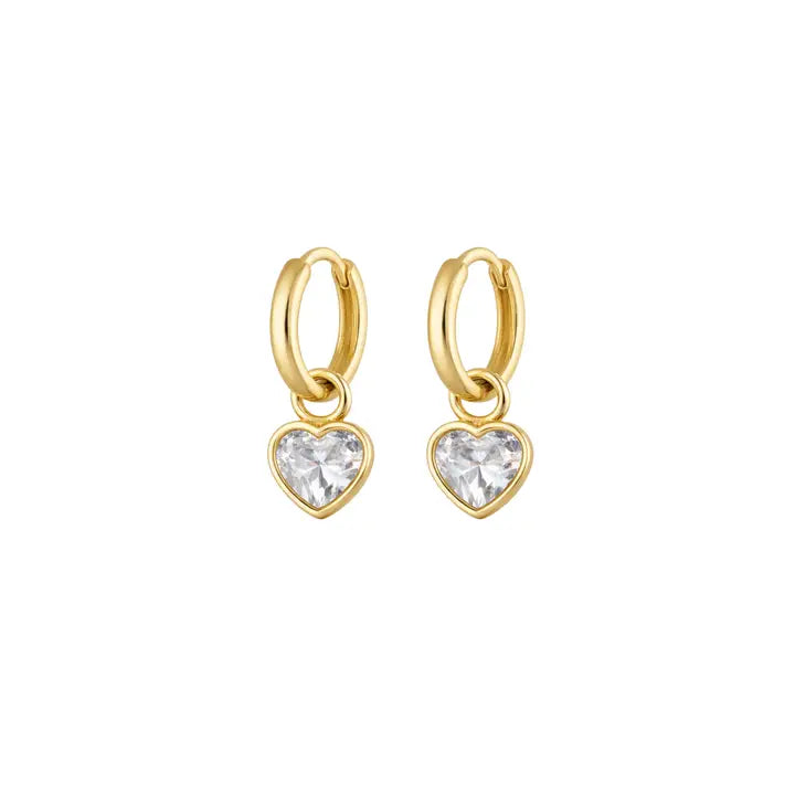 Bezel Heart Huggie Earring