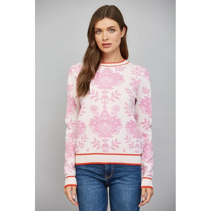 Floral Damask Pattern Crewneck Sweater