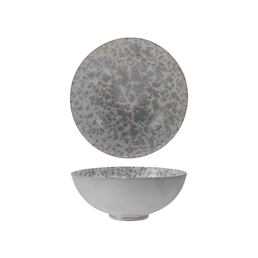 Speckled Blue Stoneware Serving Bowl