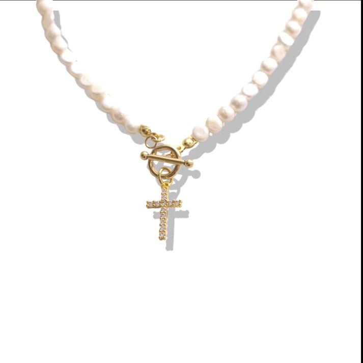 Allison Avery | Pearl Cross Chain - Miles and Bishop